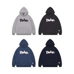 BELLKENIDEA 重磅445G抓絨貼布刺綉秋冬連帽衛衣男女寬松經典百搭