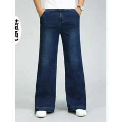 春秋男裝中腰牛仔褲男寬松牛仔直筒大腳長褲濶腿褲大直筒休閒品質