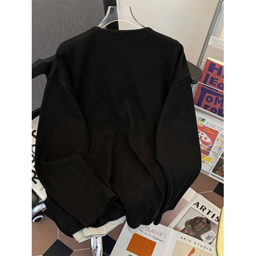 春秋圓領衛衣男套頭假兩件休閒潮牌青少年設計感美式運動初秋上衣 春秋圓領衛衣男套頭假兩件休閒潮牌青少年設計感美式運動初秋上衣