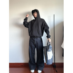 New Decay 24FW 高支雙面布基礎純色連帽衛衣寬松帽衫男 Boxy版型