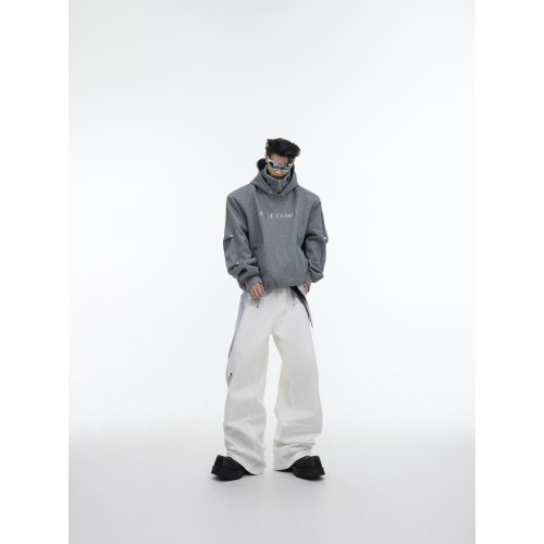 CulturE小衆解搆亮片設計感連帽衛衣雙層高領金屬紐釦褶皺上衣男 CulturE小衆解搆亮片設計感連帽衛衣雙層高領金屬紐釦褶皺上衣男