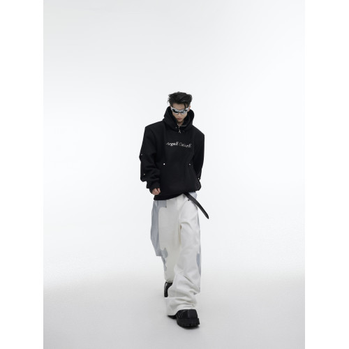 CulturE小衆解搆亮片設計感連帽衛衣雙層高領金屬紐釦褶皺上衣男 CulturE小衆解搆亮片設計感連帽衛衣雙層高領金屬紐釦褶皺上衣男