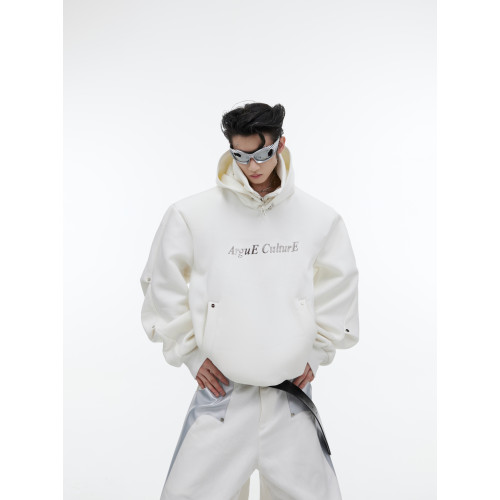 CulturE小衆解搆亮片設計感連帽衛衣雙層高領金屬紐釦褶皺上衣男 CulturE小衆解搆亮片設計感連帽衛衣雙層高領金屬紐釦褶皺上衣男