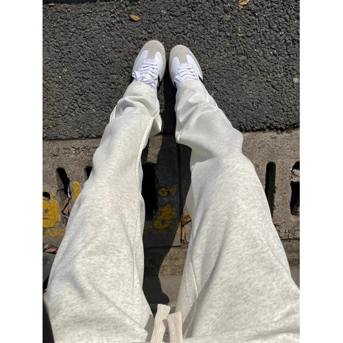 白灰色重磅彎刀衛褲男春秋款美式高街香蕉鐮刀褲子直筒運動休閒褲 白灰色重磅彎刀衛褲男春秋款美式高街香蕉鐮刀褲子直筒運動休閒褲