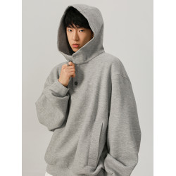 美式高領紐釦連帽衛衣男2025秋季潮牌寬松小衆設計感情侶休閒外套