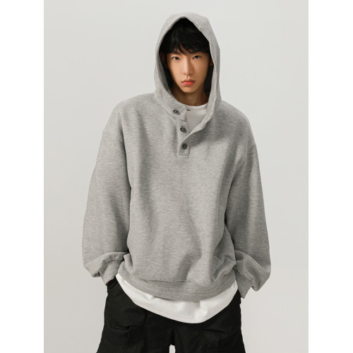 美式高領紐釦連帽衛衣男2025秋季潮牌寬松小衆設計感情侶休閒外套 美式高領紐釦連帽衛衣男2025秋季潮牌寬松小衆設計感情侶休閒外套