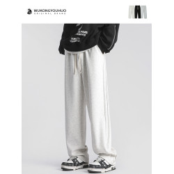 悟空有貨復古潮牌純色直筒垂感運動衛褲男女寬松百搭情侶休閒長褲