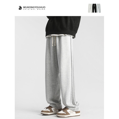 悟空有貨復古潮牌純色直筒垂感運動衛褲男女寬松百搭情侶休閒長褲 悟空有貨復古潮牌純色直筒垂感運動衛褲男女寬松百搭情侶休閒長褲