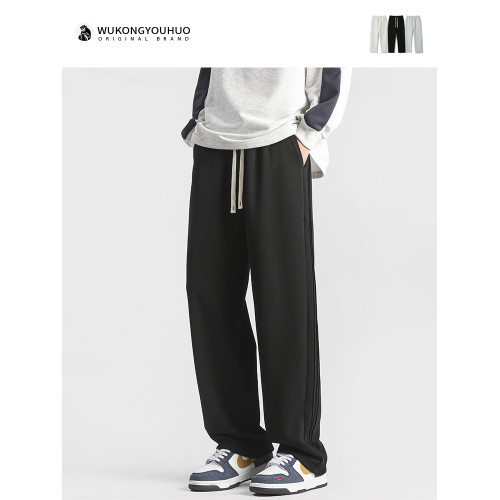 悟空有貨復古潮牌純色直筒垂感運動衛褲男女寬松百搭情侶休閒長褲 悟空有貨復古潮牌純色直筒垂感運動衛褲男女寬松百搭情侶休閒長褲