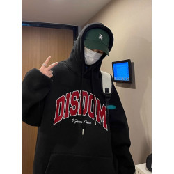 特大碼300斤純棉連帽衛衣男裝秋季美式潮牌字母套頭復古寬松外套2