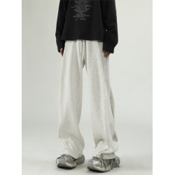 美式解搆休閒衛褲男女秋季重磅潮牌設計感直筒褲原創寬松運動褲子