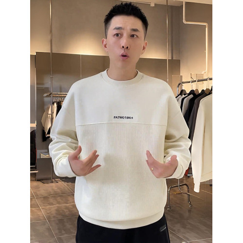 秋冬爆款坑條紋高檔潮牌衛衣男士高級感寬松百搭加絨休閒長袖上衣