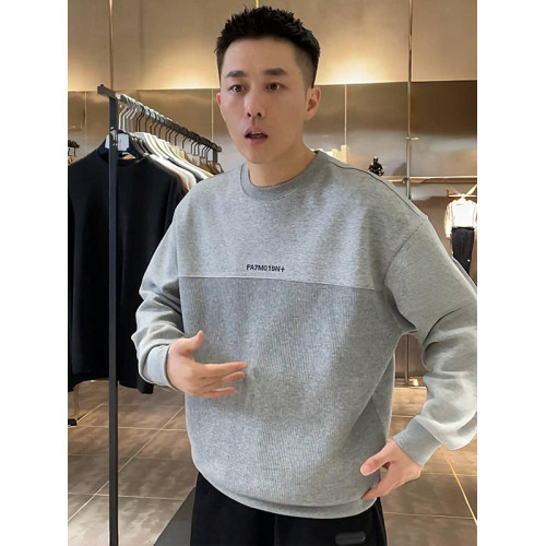 秋冬爆款坑條紋高檔潮牌衛衣男士高級感寬松百搭加絨休閒長袖上衣