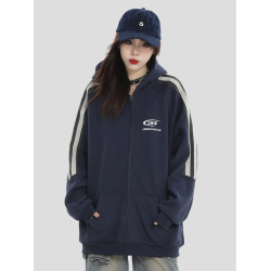 INSstudios 國潮牌情侶美式小拼接開衫衛衣重磅加絨拉鍊外套