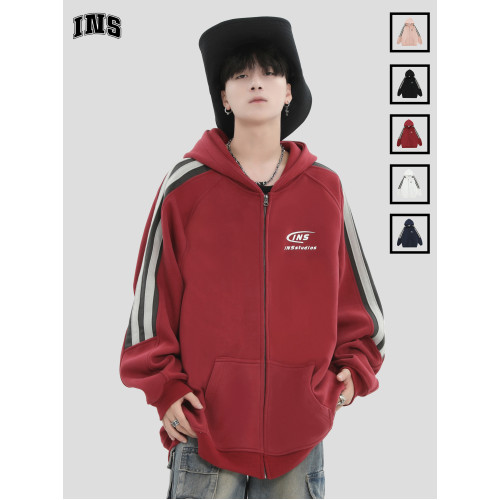 INSstudios 國潮牌情侶美式小拼接開衫衛衣重磅加絨拉鍊外套 INSstudios 國潮牌情侶美式小拼接開衫衛衣重磅加絨拉鍊外套