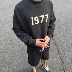 FOG復線ESSENTIALS植絨1977圓領寬松情侶秋冬加絨純棉衛衣潮男女