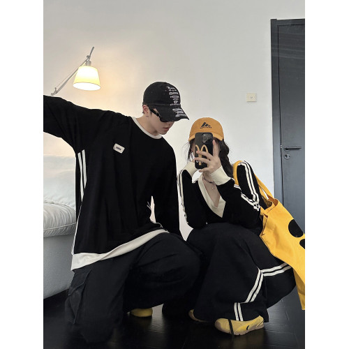 美式潮牌衛衣男款v領寬松休閒韓系慵懶風顯瘦長裙情侶裝一裙一衣 美式潮牌衛衣男款v領寬松休閒韓系慵懶風顯瘦長裙情侶裝一裙一衣