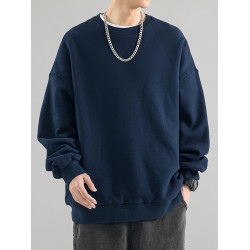 迴力重磅圓領純色衛衣男士春秋季2025新款美式T恤青少年長袖外套