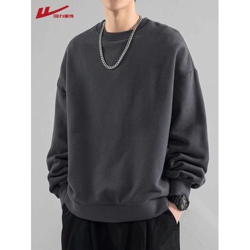 迴力重磅圓領純色衛衣男士春秋季2025新款美式T恤青少年長袖外套 迴力重磅圓領純色衛衣男士春秋季2025新款美式T恤青少年長袖外套