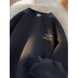 純棉圓領字母衛衣男秋冬加絨重磅寬松美式無帽潮牌oversize打底衫