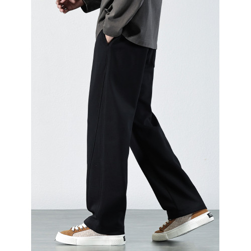 號志HAOZHI抽繩松緊腰衛褲男2025秋冬加絨休閒褲子寬松直筒長褲 號志HAOZHI抽繩松緊腰衛褲男2025秋冬加絨休閒褲子寬松直筒長褲