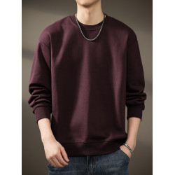 高級美式復古360g重磅純色衛衣男秋季新款潮流內搭打底衫寬松上衣