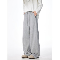 灰色運動衛褲男潮牌高街新款直筒拖地寬松垂感cleanfit休閒長褲子