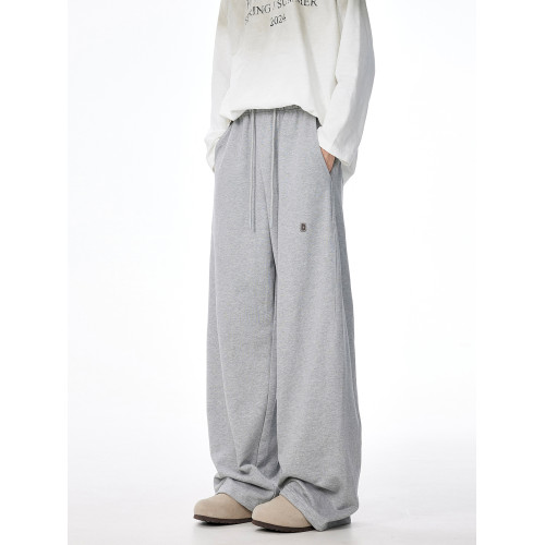 灰色運動衛褲男潮牌高街新款直筒拖地寬松垂感cleanfit休閒長褲子 灰色運動衛褲男潮牌高街新款直筒拖地寬松垂感cleanfit休閒長褲子