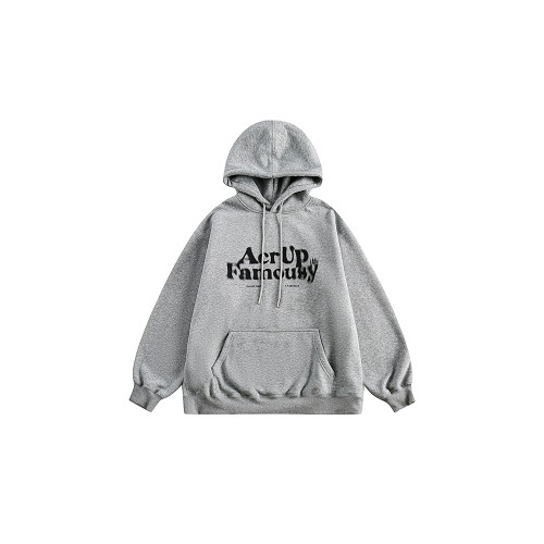 男道秋冬重磅模糊字母連帽加絨印花衛衣男士美式寬松高街套頭上衣