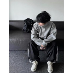 cleanfit半拉鍊衛衣男高級感潮牌重磅外套松弛感立領痞帥復古上衣