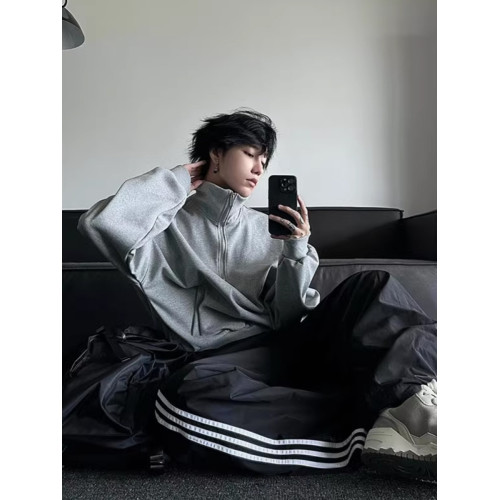 cleanfit半拉鍊衛衣男高級感潮牌重磅外套松弛感立領痞帥復古上衣 cleanfit半拉鍊衛衣男高級感潮牌重磅外套松弛感立領痞帥復古上衣