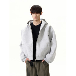 A PUEE美式高街cleanfit解搆廓形空氣棉加厚連帽開衫衛衣短款帽衫