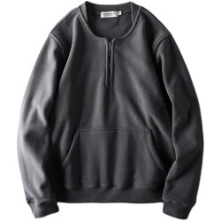 日系復古冬季男士加厚雙面抓絨搖粒絨保暖套頭衫加絨衛衣上衣外套