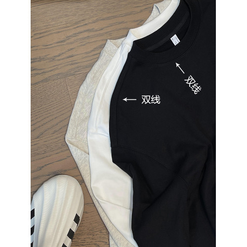 dannyandzee秋季潮牌百搭純色寬松330g毛圈棉套頭情侶圓領衛衣男