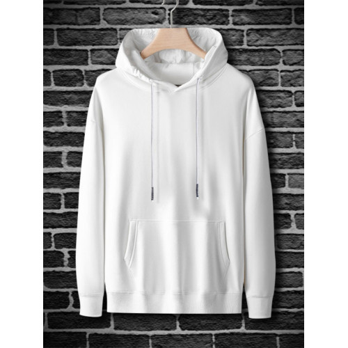 衛衣男春秋季薄款修身長袖T恤寬松連帽衫純色加絨上衣運動外套潮