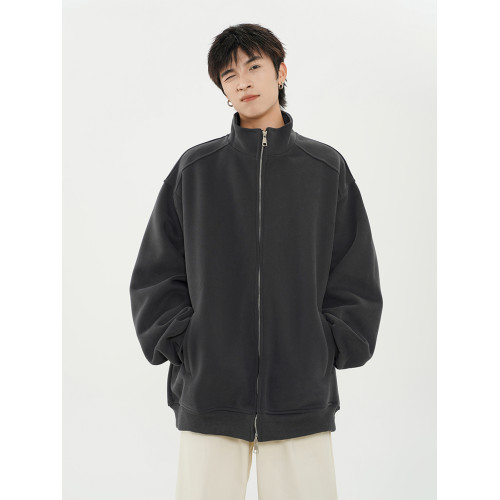 400G立領純色開衫衛衣男潮牌新款春秋季cleanfit運動寬松夾克外套