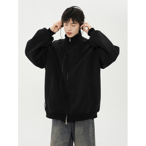 400G立領純色開衫衛衣男潮牌新款春秋季cleanfit運動寬松夾克外套