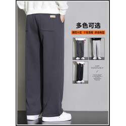 秋冬衛褲男新款加絨加厚保暖防寒冬季休閒運動褲松緊腰寬松濶腿褲