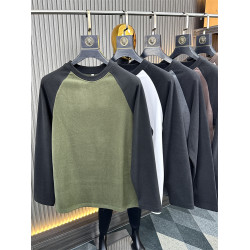 插肩袖~AB德絨自髮熱！櫃400+！秋冬男士保暖圓領打底衫衛衣T恤潮