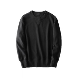 340g重磅純色長袖毛圈布圓領衛衣米白色春季寬松簡約男女款上衣