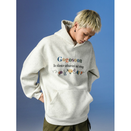 張桂源同款GOGOSOON潮牌刺綉連帽衛衣男春秋新款帶帽美式重磅加絨