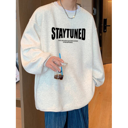 純棉圓領重磅加絨加厚長袖衛衣男韓版無帽美式港風潮牌寬松情侶裝 純棉圓領重磅加絨加厚長袖衛衣男韓版無帽美式港風潮牌寬松情侶裝