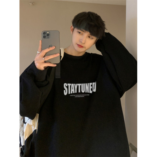 純棉圓領重磅加絨加厚長袖衛衣男韓版無帽美式港風潮牌寬松情侶裝 純棉圓領重磅加絨加厚長袖衛衣男韓版無帽美式港風潮牌寬松情侶裝