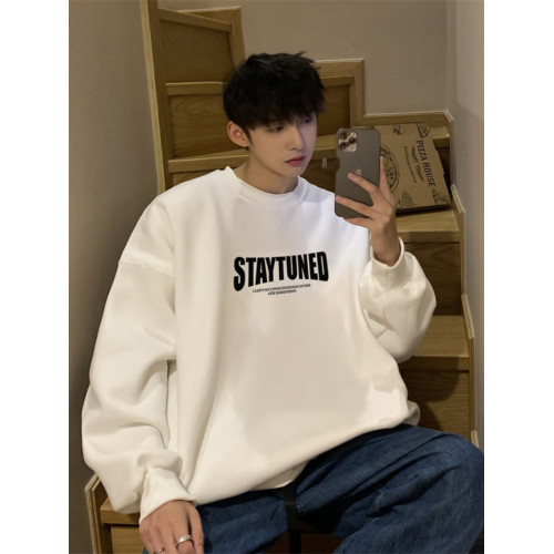 純棉圓領重磅加絨加厚長袖衛衣男韓版無帽美式港風潮牌寬松情侶裝 純棉圓領重磅加絨加厚長袖衛衣男韓版無帽美式港風潮牌寬松情侶裝