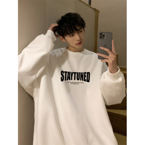 純棉圓領重磅加絨加厚長袖衛衣男韓版無帽美式港風潮牌寬松情侶裝 純棉圓領重磅加絨加厚長袖衛衣男韓版無帽美式港風潮牌寬松情侶裝