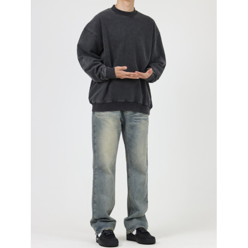 CEZPHISON做舊圓領衛衣美式寬松長袖VINTAGE風高街休閒套頭上衣男 CEZPHISON做舊圓領衛衣美式寬松長袖VINTAGE風高街休閒套頭上衣男