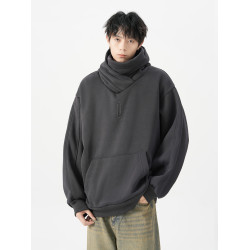 新款重磅忍者堆堆領衛衣男秋季美式機能風連帽衫寬松社恐i人外套