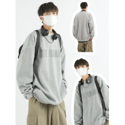 圓領衛衣男生寬松秋冬款無帽上衣潮牌重磅內搭套頭衫外套加絨加厚