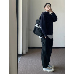 美式高街oversize純色簡約圓領衛衣男秋冬季重磅潮牌ins港味上衣