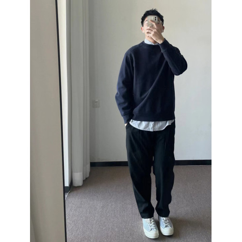 美式高街oversize純色簡約圓領衛衣男秋冬季重磅潮牌ins港味上衣 美式高街oversize純色簡約圓領衛衣男秋冬季重磅潮牌ins港味上衣